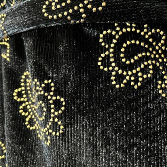 NWT TulaRosa REVOLVE Black Velvet Emily Wrap Dress Gold Paisley Studs XXS - Picture 7 of 15